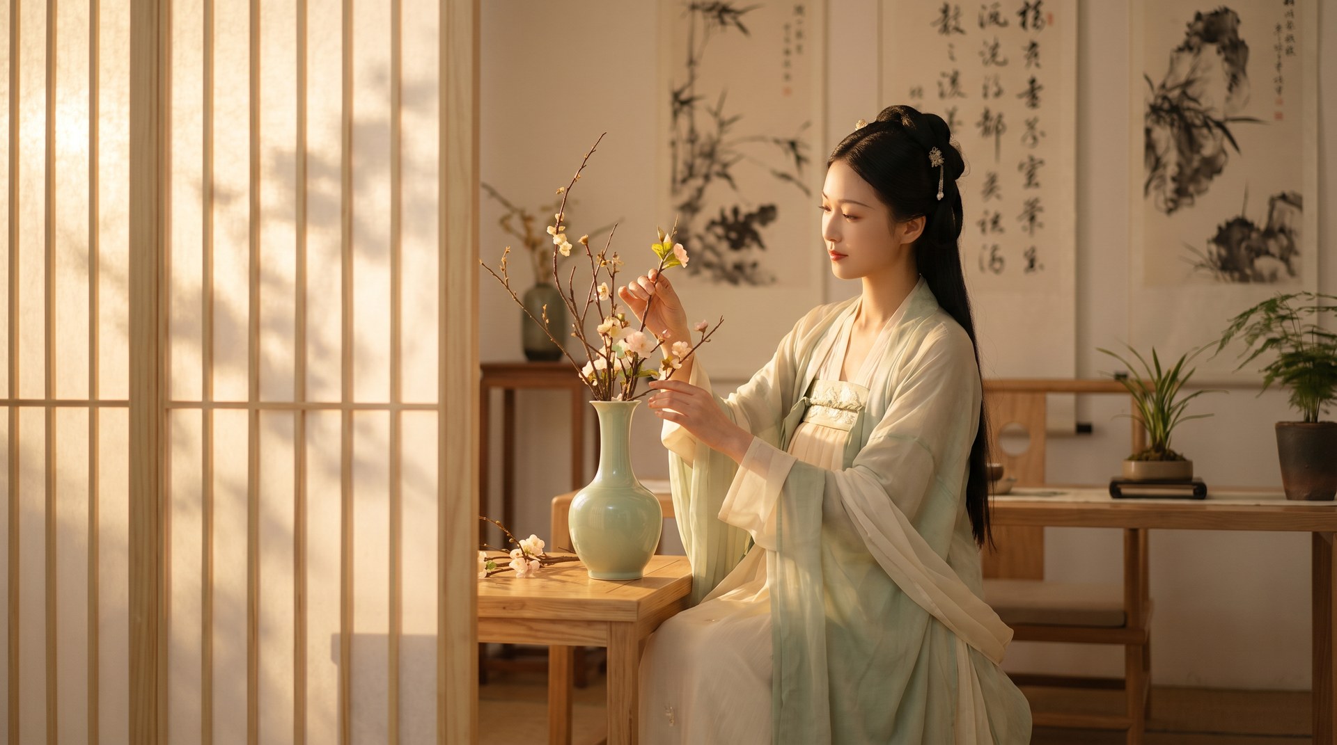 樱花视频-汉服插花视频教程-东方生活美学